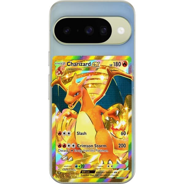 Kompatibelt Mobildeksel til Google Pixel 11 GyllenCharizard EX samlerkort med regnbueeffekter gull