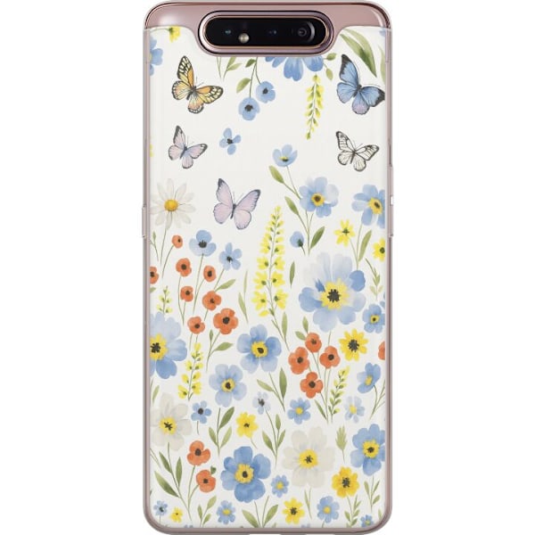 Samsung Galaxy A80 Läpinäkyvä kuori Kesäkukat