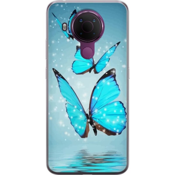 Nokia 5.4 Genomskinligt Skal Glittrande Fjärilar