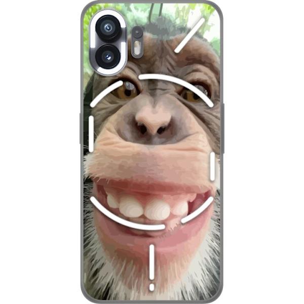 Nothing Phone (2) Gennemsigtig cover Chimp Selfie Rolig Grafisk Design Abe Dyremotiv Trendy Sjovt Motiv Populært Urban Kunst Stil
