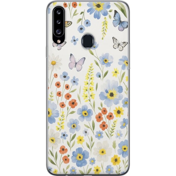 Samsung Galaxy A20s Gjennomsiktig deksel Sommerblomster