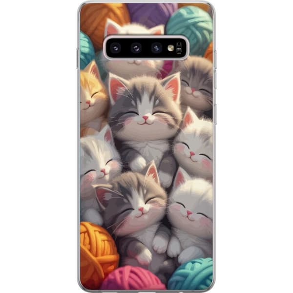 Kompatibelt Mobildeksel til Samsung Galaxy S10+ Sovande kattungar beige