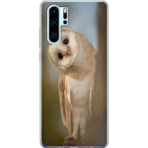 Huawei P30 Pro Genomskinligt Skal Uggla Nyfiken Blick Fågelmotiv Skog Natur Grafiskt Design Populärt Motiv Djur Tema Dekoration