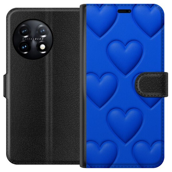 OnePlus 11R Lompakkokotelo Siniset Sydämet