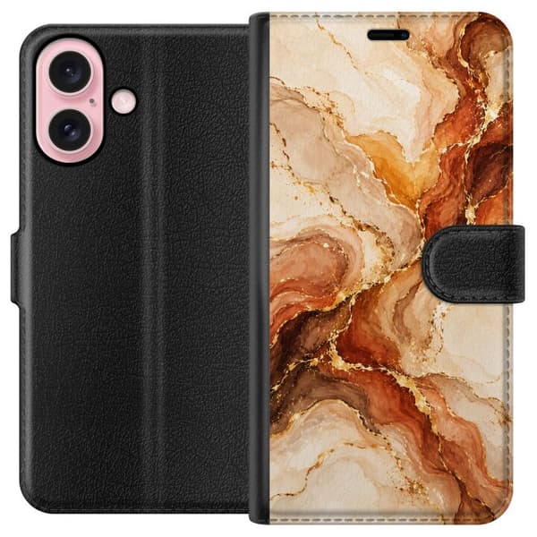 Kompatibelt Plånboksfodral till Apple iPhone 16 Höstagat beige