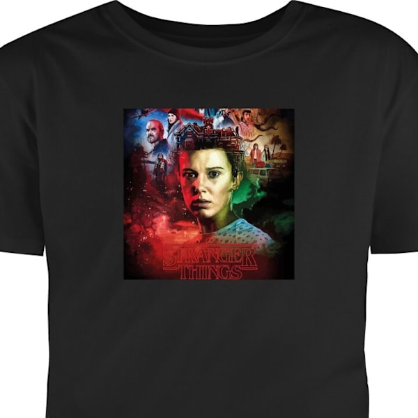 Barn-T-shirt | Bekväm T-shirt för Barn Stranger Things svart 3-4 År