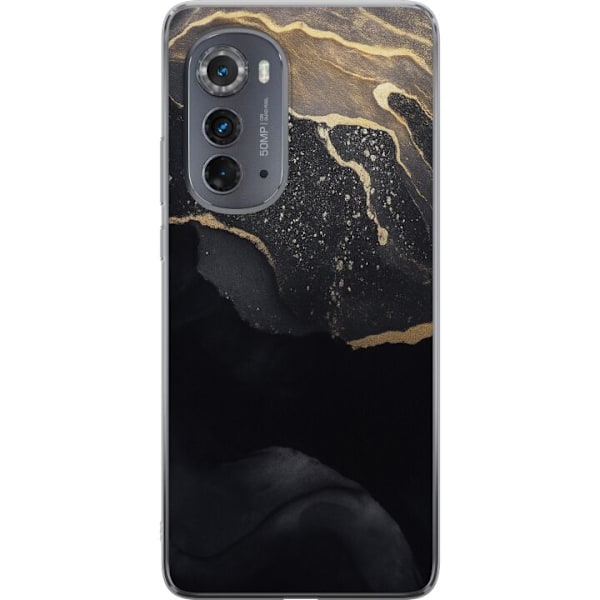 Motorola Edge (2022) Gennemsigtig cover Sort guld abstrakt