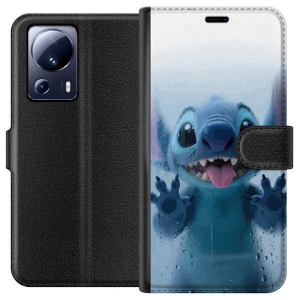 Xiaomi 13 Lite Tegnebogsetui Stitch ved et vindue i sød stil