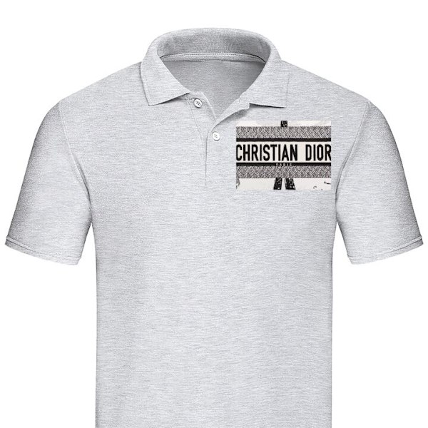 Poloshirt til Voksen | Elegant Poloshirt Christian Dior Grå Lille