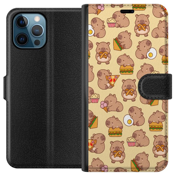 Apple iPhone 12 Pro Tegnebogsetui Kawaii capybara mobilcover med flere søde figurer
