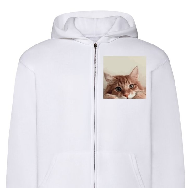 Zip-Hoodie | Hættetrøje med Lynlås til Voksne Kat hvid L