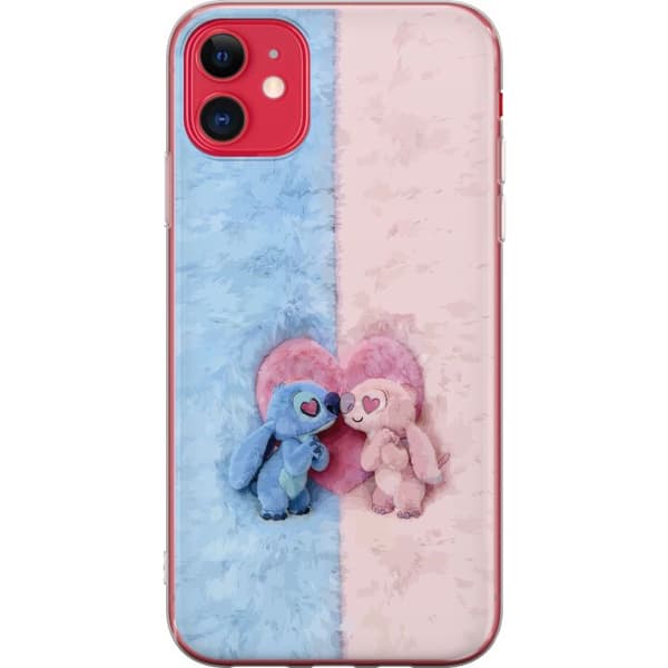 Kompatibel Mobilcover til Apple iPhone 11 Søde blå og lyserøde figurer foran et stort lyserødt hjerte pink