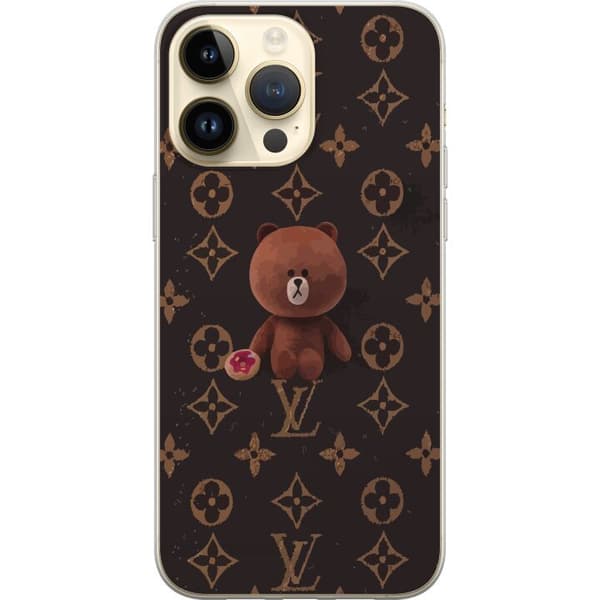Kompatibelt Mobildeksel til Apple iPhone 14 Pro Max Søt bjørneestetikk på luksuriøst monogrammønster