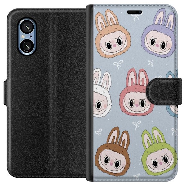 Sony Xperia 5 V Tegnebogsetui Pastel Labubu