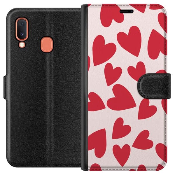 Kompatibelt Lommeboketui til Samsung Galaxy A20e Hjerter