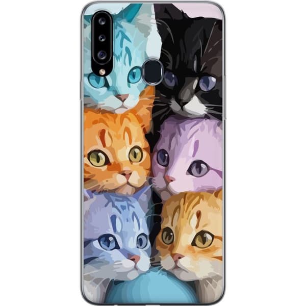 Kompatibelt Mobildeksel til Samsung Galaxy A20s Fargerike Katter