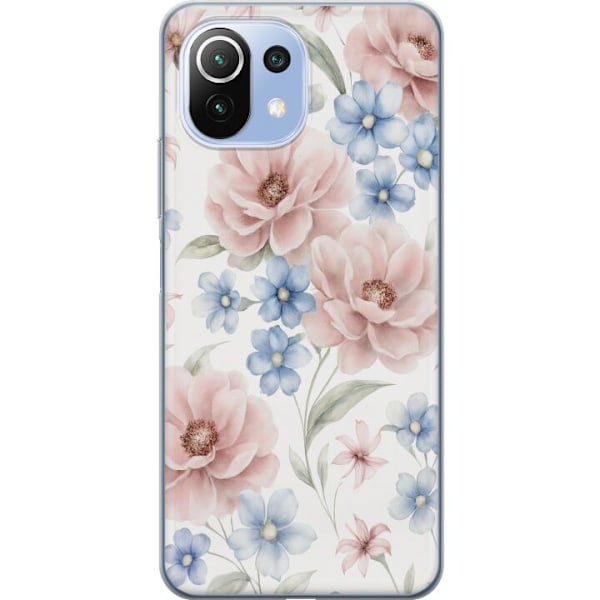 Xiaomi 11 Lite 5G NE Läpinäkyvä kuori Romanttiset kukat