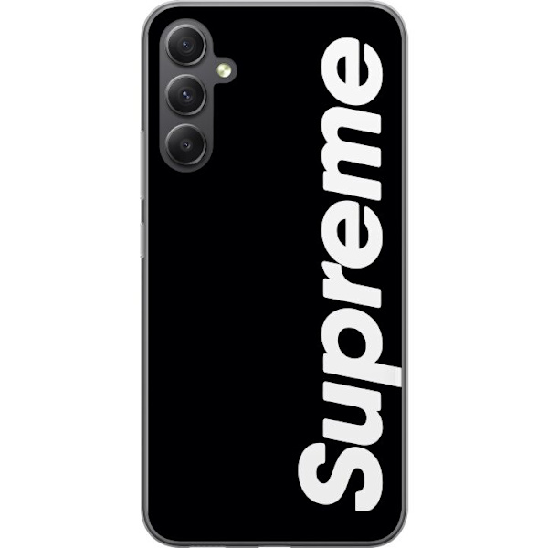 Samsung Galaxy S23 FE Gennemsigtig cover Supreme Sort Hvid Streetwear Design Klassisk Modeikon Trend Urban Stil Grafiskt Motiv Populær