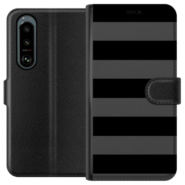 Kompatibel Tegnebogsetui til Sony Xperia 5 III Sortgrå striber sort