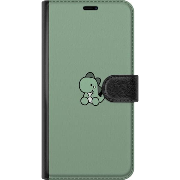 Kompatibel Tegnebogsetui til Apple iPhone 8 Minimalistisk lille grøn dinosaur med sort kontur mod lysegrøn baggrund grøn