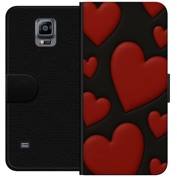 Samsung Galaxy Note 4 Lompakkokotelo Punaiset Samettisydämet