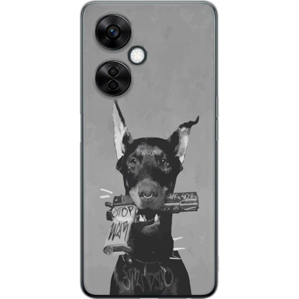 OnePlus Nord CE 3 Lite Genomskinligt Skal Grå Hund Grafisk Design Tuff Djurmotiv Street Art Urban Trend Hundälskare Stil Populärt Motiv