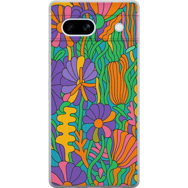 Google Pixel 7a Läpinäkyvä kuori Värien räjähdys