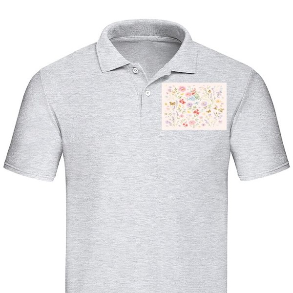 Poloshirt til Voksen | Elegant Poloshirt Blomster Grå Medium