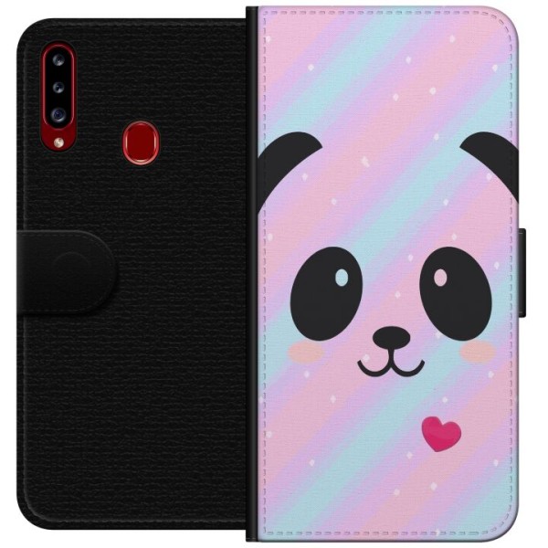 Samsung Galaxy A20s Lompakkokotelo Sateenkaari Panda