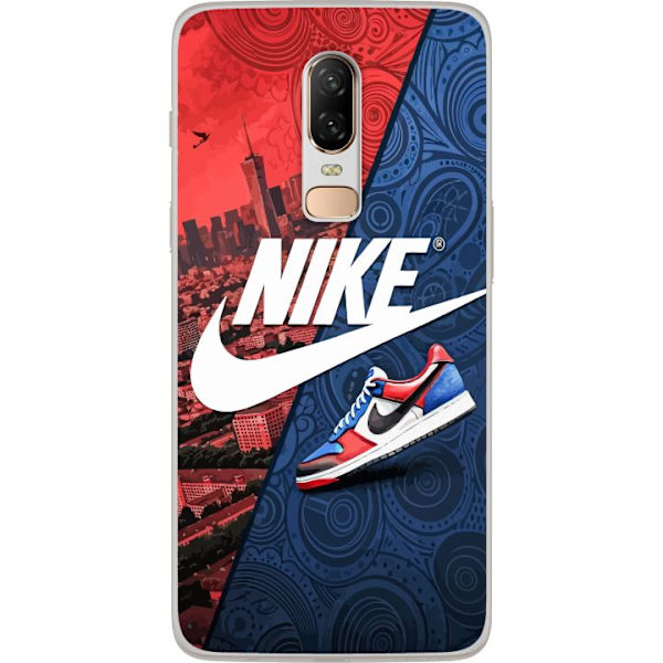 OnePlus 6 Läpinäkyvä kuori  Nike Logo Punainen Sininen Lenkkarit Tyyli Urheilu Muoti Suosittu Swoosh Kuviointi Harjoitusvaatteet Graafinen Ikoni