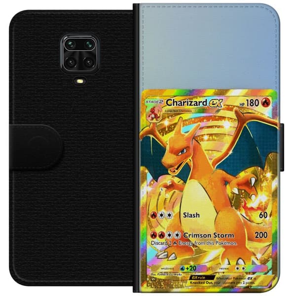 Kompatibel Tegnebogsetui til Xiaomi Redmi Note 9 Pro Gylden Charizard EX samlerkort med regnbueeffekter guld