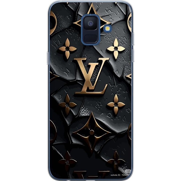 Samsung Galaxy A6 (2018) Läpinäkyvä kuori Louis Vuitton Tumma tila Suunnittelu Musta Ylellisyys Tyyli Muoti Suosittu Graafinen Kuvio Muotisymboli L