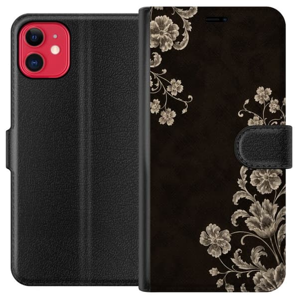 Kompatibel Tegnebogsetui til Apple iPhone 11 Midnatsbotanik sort