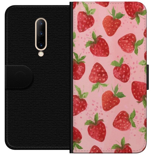 OnePlus 7 Pro Plånboksfodral Strawberry Dreams – jordgubbsmönster i retrostil