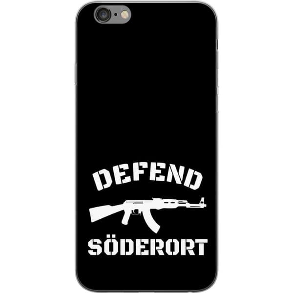 Kompatibel Mobilcover til Apple iPhone 6s Plus Sort Söderort - hvidt områdeslogan og hvid våbensilhuet på sort baggrund sort