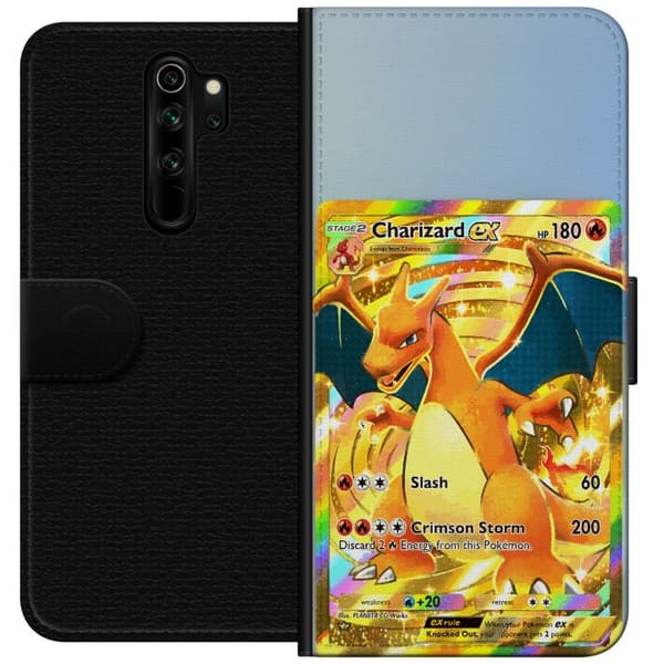 Kompatibel Tegnebogsetui til Xiaomi Redmi Note 8 Pro  Gylden Charizard EX samlerkort med regnbueeffekter guld