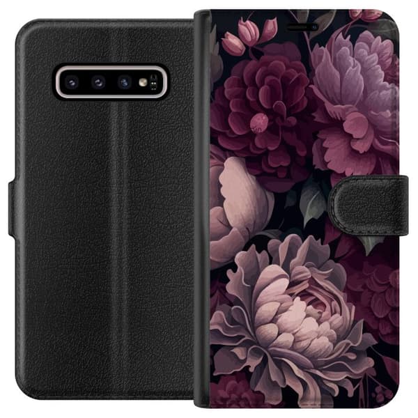 Kompatibelt Lommeboketui til Samsung Galaxy S10+ Blommor