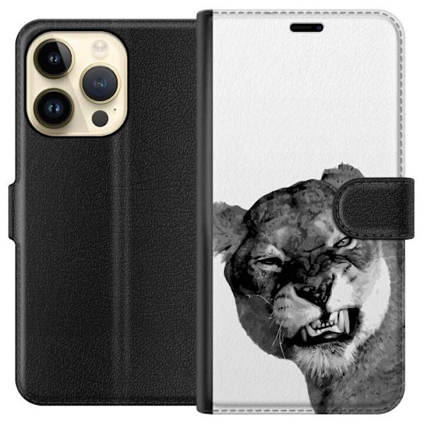 Apple iPhone 15 Pro Plånboksfodral Lejon Konst Artistiskt Djurmotiv Afrikanskt Stil Djungel Känsla Grafiskt Motiv Hemdekor Djurtema