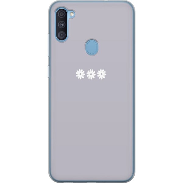 Samsung Galaxy A11 Läpinäkyvä kuori Lila Blomminimalismi -