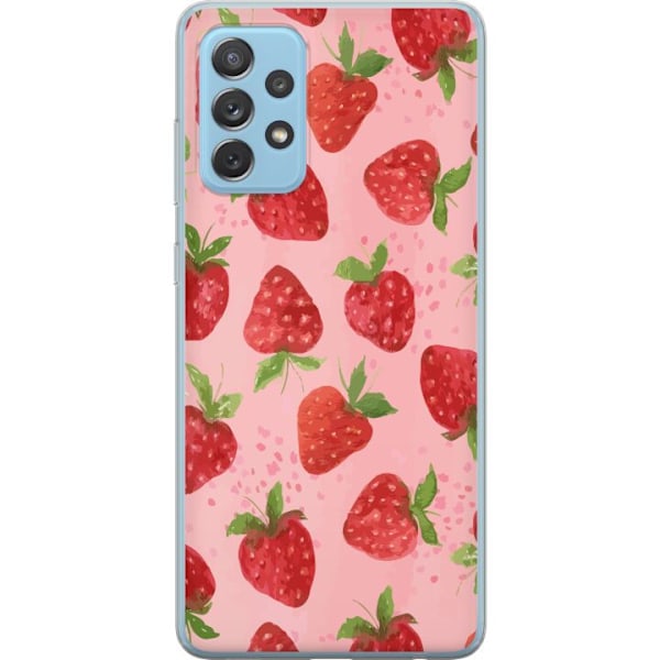 Samsung Galaxy A72 5G Genomskinligt Skal Strawberry Dreams – jordgubbsmönster i retrostil
