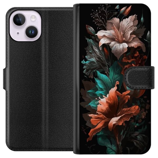 Kompatibelt Plånboksfodral till Apple iPhone 15 Blommor