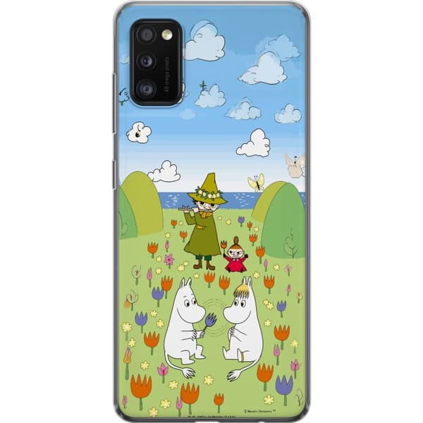 Kompatibelt Mobildeksel til Samsung Galaxy A41 Mumin i blomsteräng grønn
