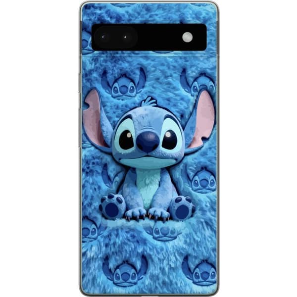 Kompatibelt Mobildeksel til Google Pixel 6a Søt blått monster omgitt av en myk blå pelshimmel blå