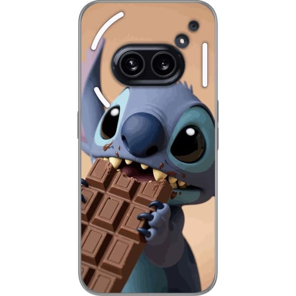 Kompatibelt Mobildeksel til Nothing Phone (2a) Plus Søtt blått romvesen som spiser en stor sjokoladeplate blå