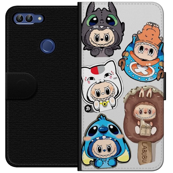 Huawei P smart Tegnebogsetui Labubu figur samling - Pop Mart Labubu The Monsters i farverigt design