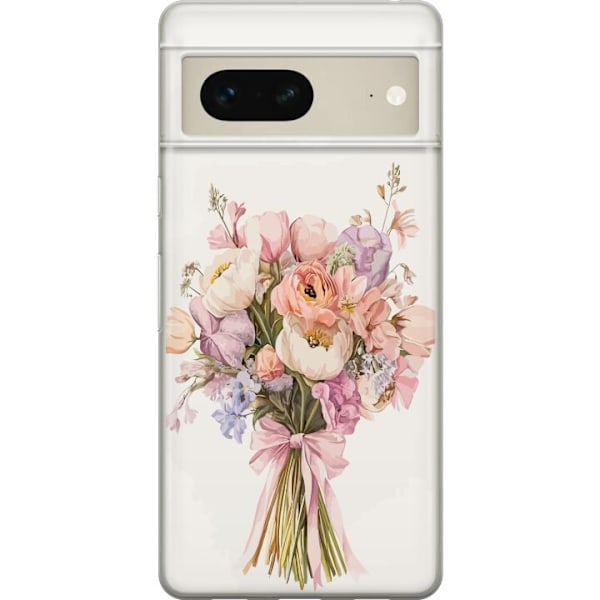 Google Pixel 7 Läpinäkyvä kuori Kännykkäkuori värikkäällä kukkakimpulla romanttisessa tyylissä