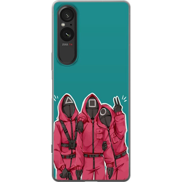 Sony Xperia 10 VI Läpinäkyvä kuori Squid Game Hahmot Graafinen Suunnittelu Sarjakuvasarjan Hahmot Suosittu TV-Teema Aasialainen Tyyli Jännittävä