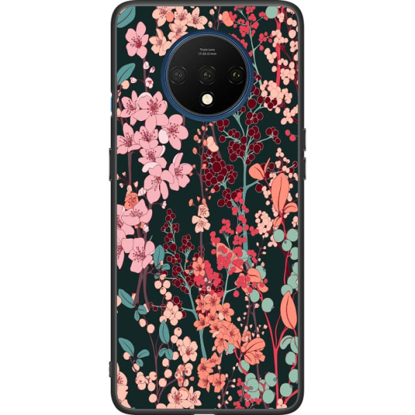 OnePlus 7T Svart deksel Blomster