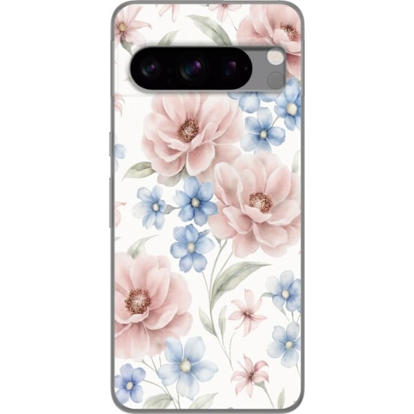 Google Pixel 8 Pro Gennemsigtig cover Romantiske blomster