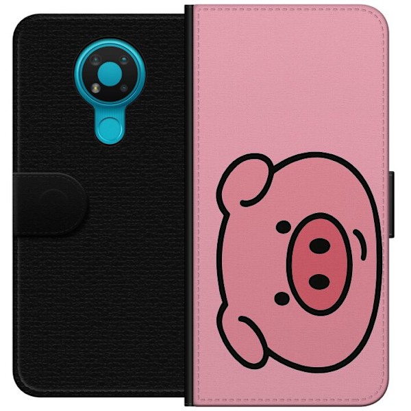 Nokia 3.4 Lompakkokotelo Kawaii Piggy